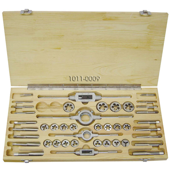 44 Piece M2-M18 High Speed Steel Tap & Die Set in Wood Case