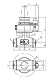 Diagram of CAT40 ER25 90° Double Angle Head - AHL-CAT40-H1.65